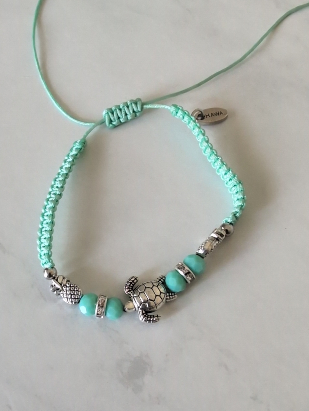 Hawaii Mint Sea Turtle Beaded Macrame Bracelet